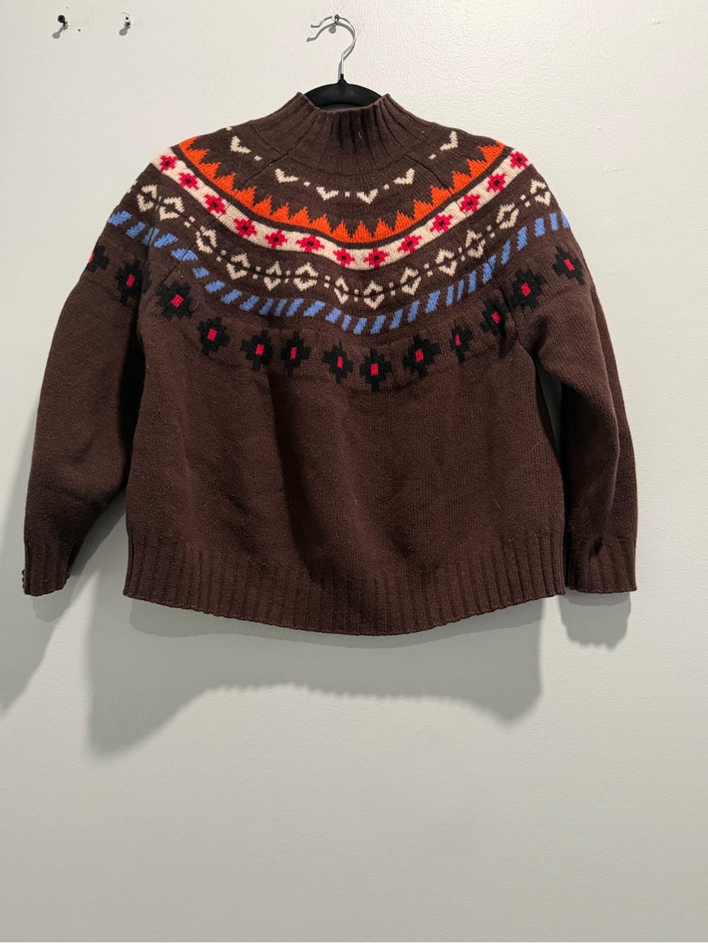 MaxMara Brown Fair Isle Turtleneck Sweater with Multicolor Yoke - Picture 6 of 6